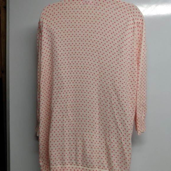 Ladies Gap Button down Cardigan, XL, Cream with Peach poka dots, pre-owned - Picture 2 of 6